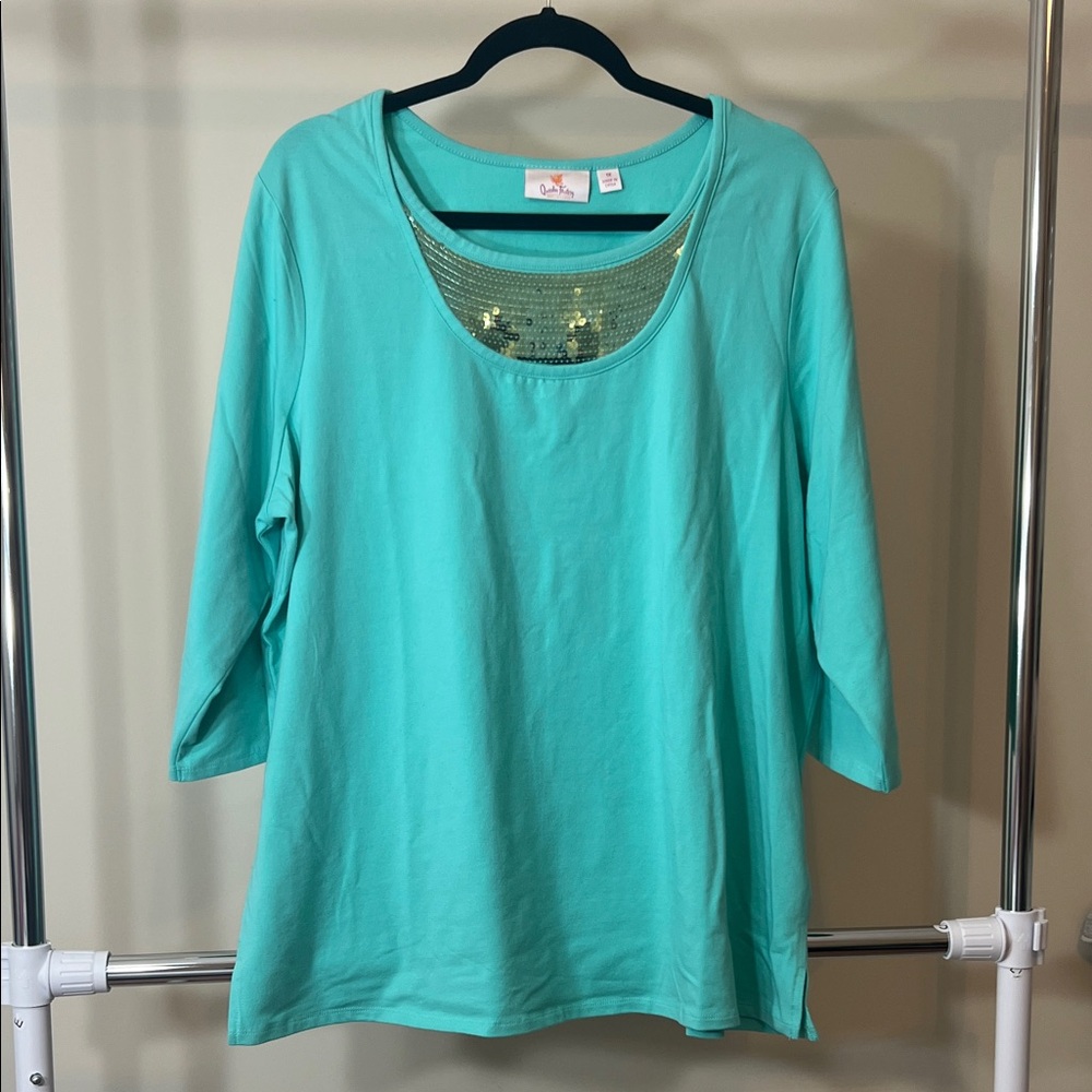 Stylish Turquoise Long Sleeve Top